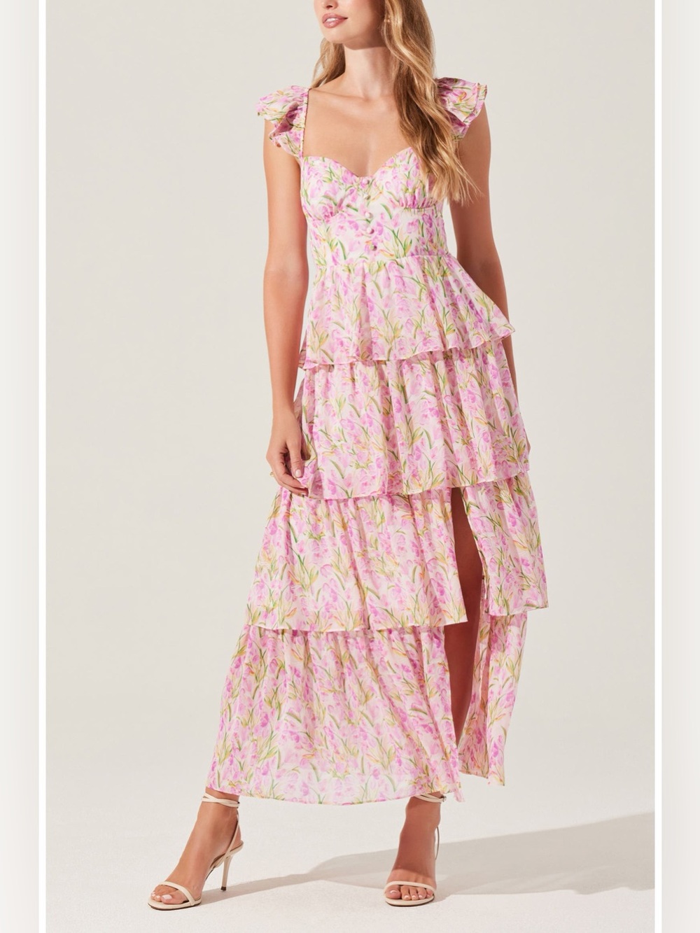 New! ASTR the Label Midsummer Dress in Pink Multi Floral Medium 57326